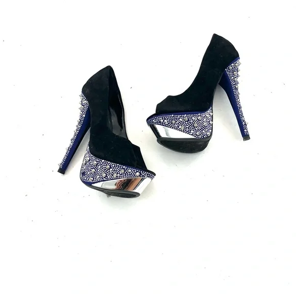 Liliana Women’s Blue Mirror Spike Heels 6.5 - Picture 3 of 8